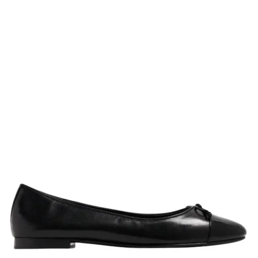 New $275 Tory Burch Cap-Toe Bow Ballet Flats in Perfect Black Size 10.5